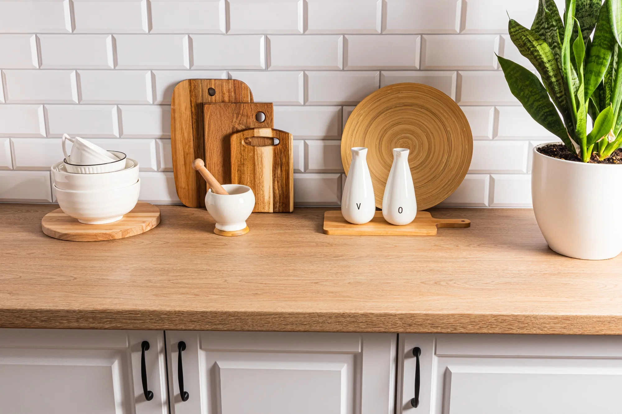 Beautiful kitchen background with different items and kitchen utensils eco-friendly materials